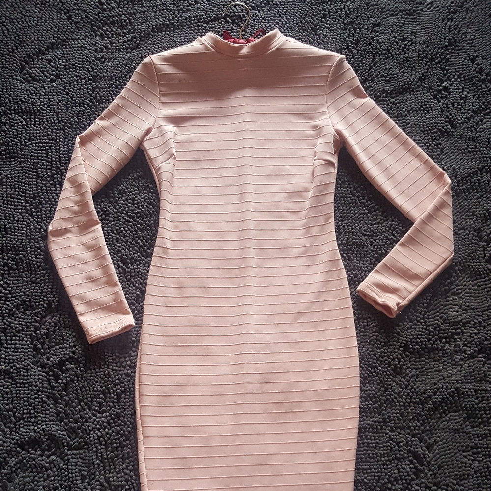 Fashion Nova Blush Pink Bodycon Ribbed Dress